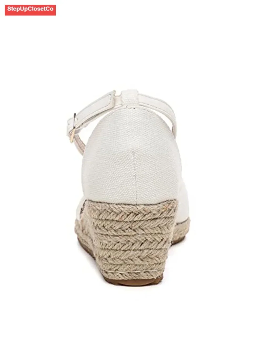 Women's Closed Toe Canvas Ankle Strap Espadrilles Wedge Sandals
